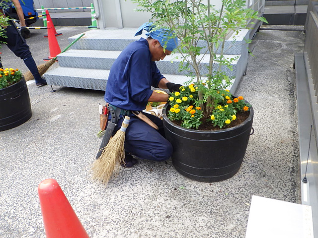 花プランターのレンタル、設置前